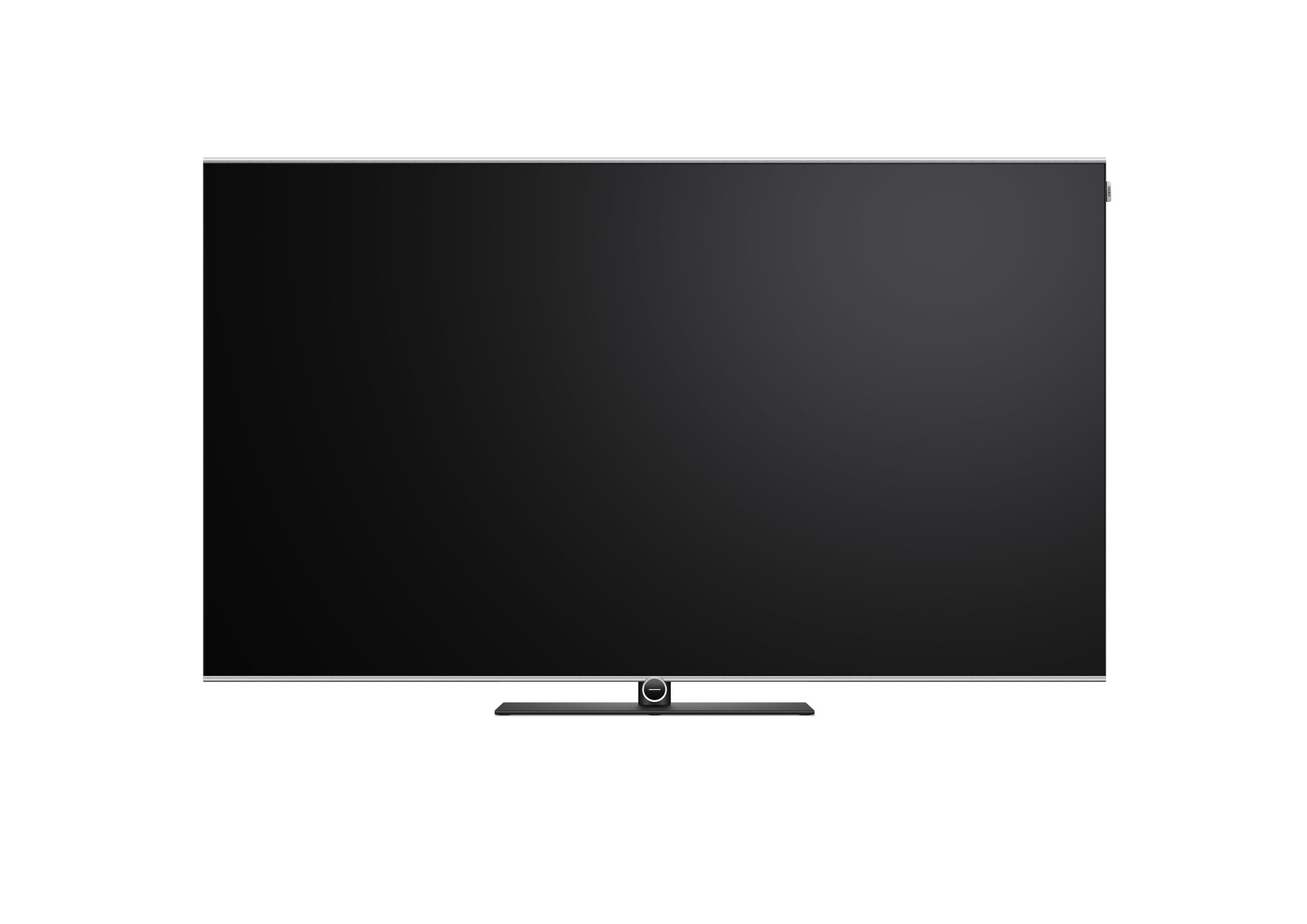 Loewe Antares Series television, front view on table stand