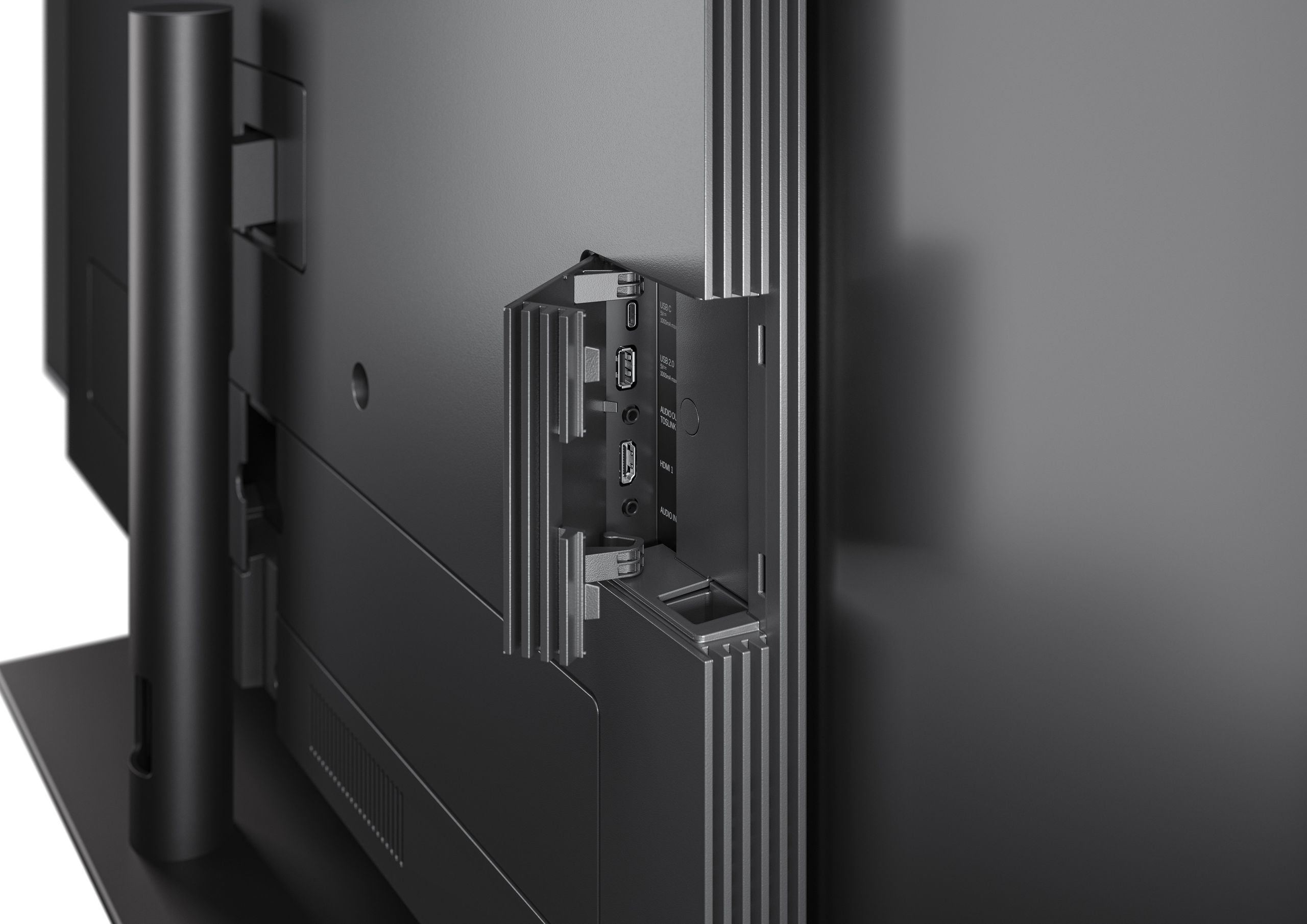 Loewe Antares Series television, detail of the rear connection panel