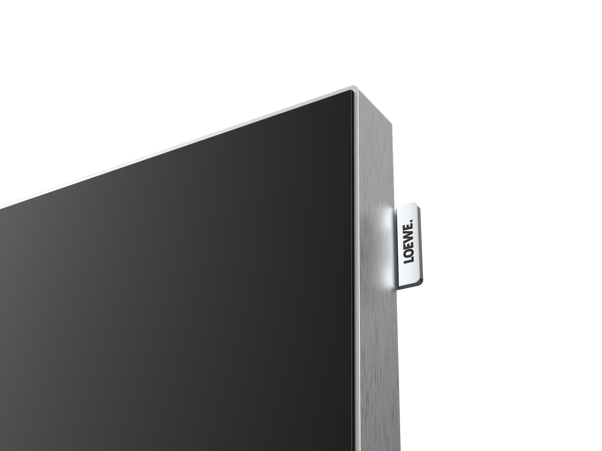 Loewe Vega Series television, detail of the illuminated logo clip